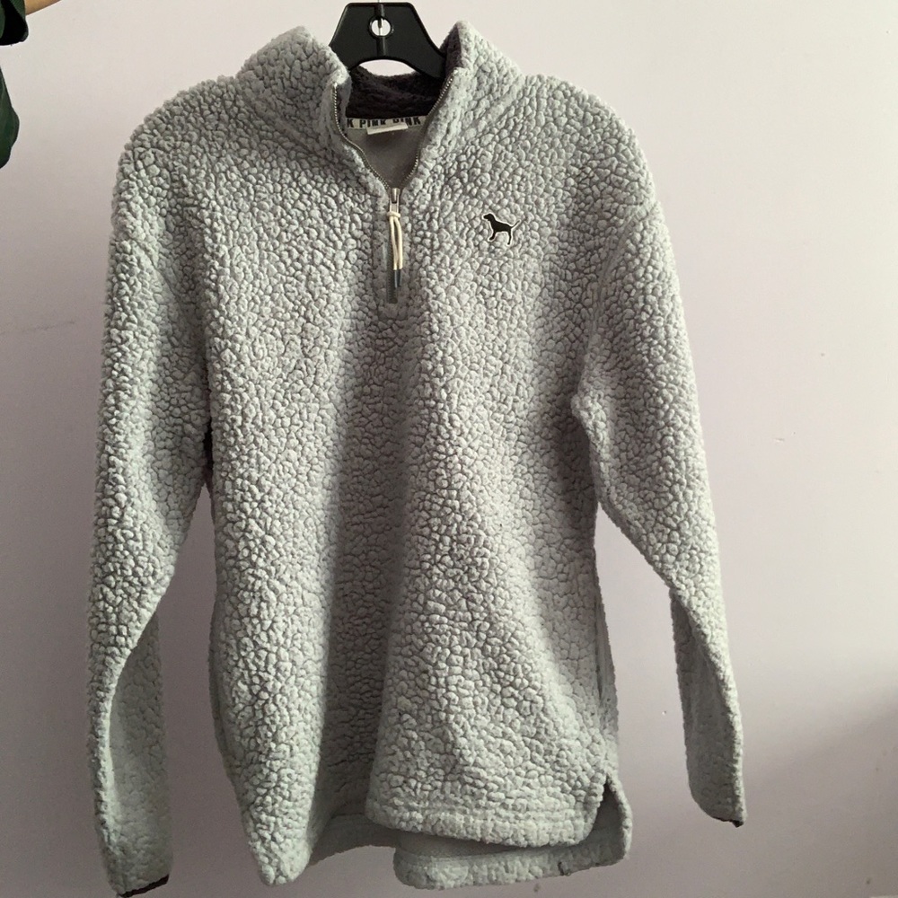 VS Pink quarter zip sherpa sweater